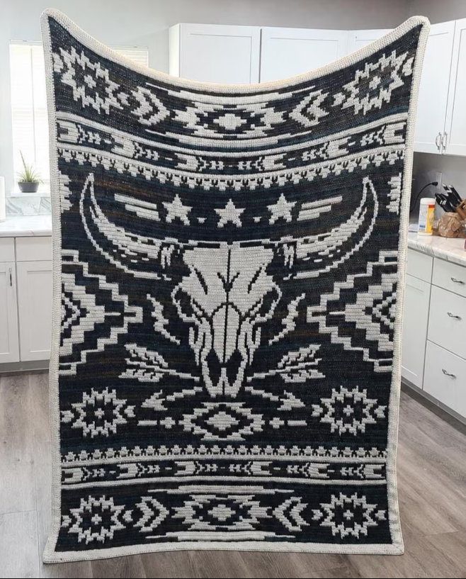 Western Bull Skull Crochet Blanket 5 Western Bull Skull Crochet Blanket