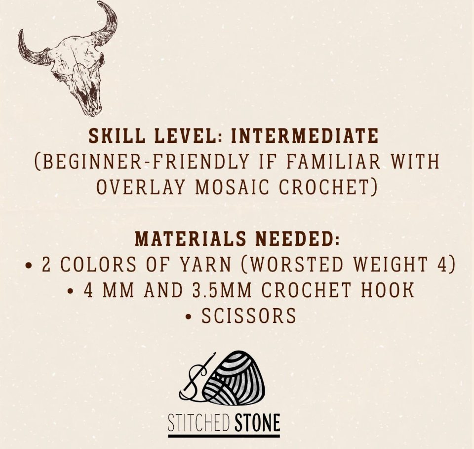 Western Bull Skull Crochet Blanket info Western Bull Skull Crochet Blanket Patter info